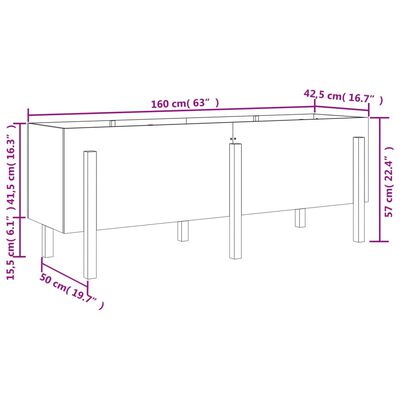 vidaXL Høybed svart 160x50x57 cm heltre gran