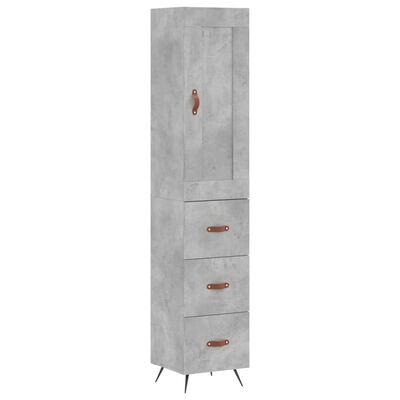 vidaXL Highboard betonggrå 34,5x34x180 cm konstruert tre