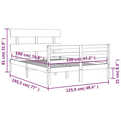 vidaXL Sengeramme med hodegavl small double heltre