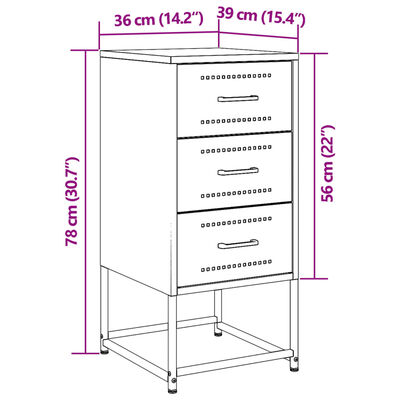 vidaXL Nattbord 2 stk svart 36x39x78 cm stål