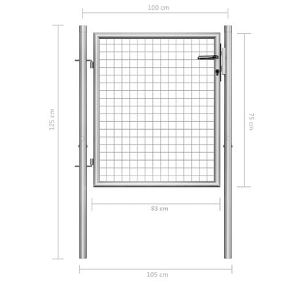 vidaXL Hageport galvanisert stål 105x125 cm sølv