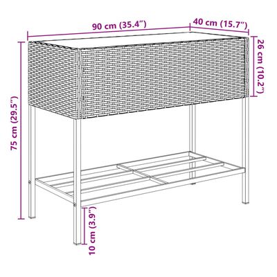 vidaXL Plantekasser med hylle 2 stk svart 90x40x75 cm polyrotting