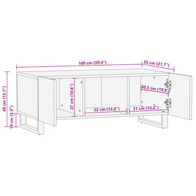 vidaXL Salongbord 100x55x40 cm heltre mango