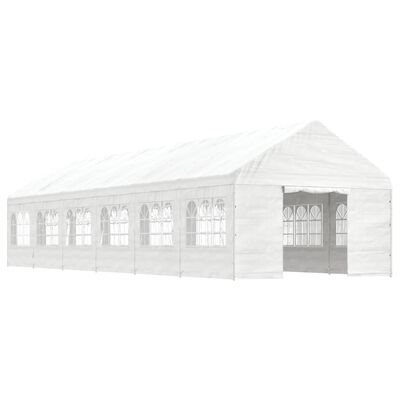 vidaXL Paviljong med tak hvit 13,38x4,08x3,22 m polyetylen