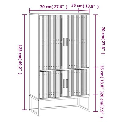 vidaXL Highboard svart 70x35x125 cm konstruert tre