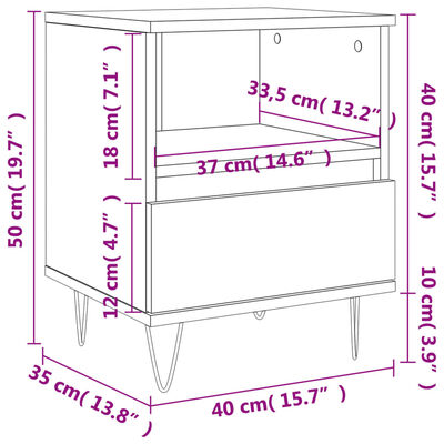 vidaXL Nattbord 2 stk sonoma eik 40x35x50 cm konstruert tre