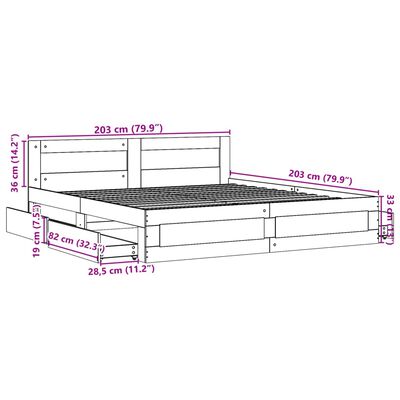 vidaXL Sengeramme med hodegavl sonoma eik 200x200 cm konstruert tre