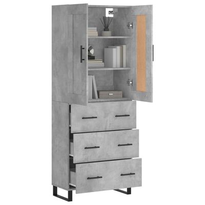 vidaXL Highboard betonggrå 69,5x34x180 cm konstruert tre