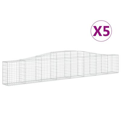 vidaXL Gabionkurver buede 5 stk 400x30x60/80 cm galvanisert jern