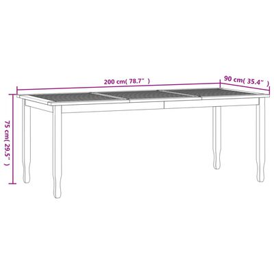 vidaXL Sammenleggbart hagebord 200x90x75 cm heltre teak