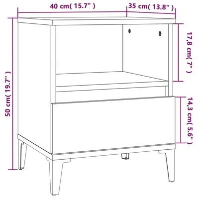 vidaXL Nattbord 2 stk høyglans hvit 40x35x50 cm