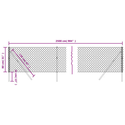 vidaXL Kjedegjerde grønn 0,8x25 m