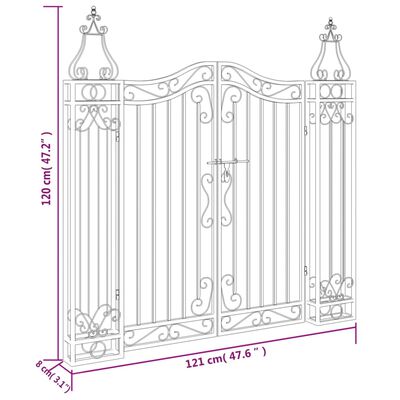 vidaXL Hageport svart 121x8x120 cm smijern