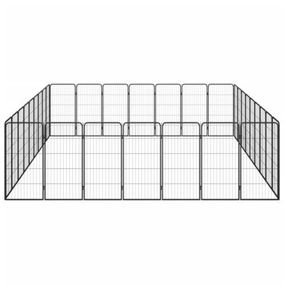 vidaXL Hundegrind med 32 paneler svart 50x100 cm pulverlakkert stål