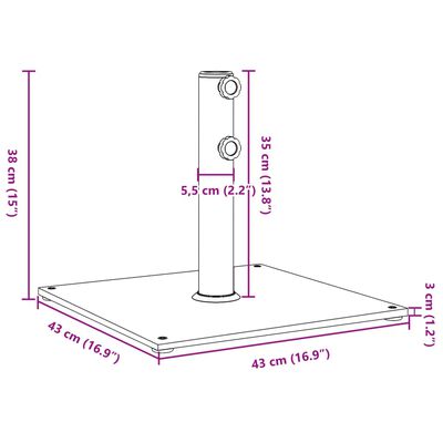 vidaXL Parasollfot for Ø32/38/48 mm stenger 17 kg firkantet