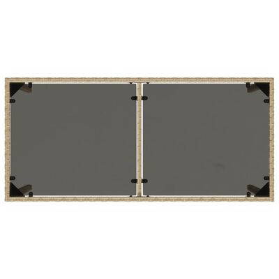 vidaXL Hagebord med glassplate beige 115x54x74 cm polyrotting