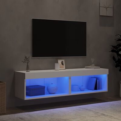 vidaXL TV-benk med med LED-lys 2 stk hvit 60x30x30 cm