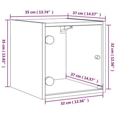 vidaXL Nattskap med glassdører sonoma eik 35x37x35 cm