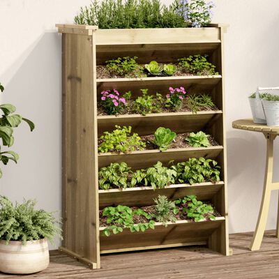 vidaXL Vegghengt plantekasse 6 etasjer 69x40x101,5 cm impregnert furu