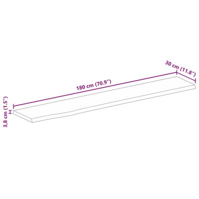 vidaXL Bordplate 180x30x3,8 cm naturlig kant grovt heltre mangotre