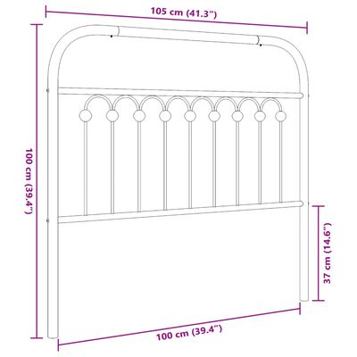 vidaXL Sengegavl i metall hvit 100 cm