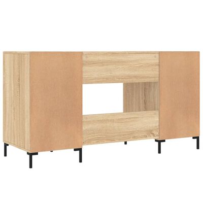 vidaXL Skrivebord sonoma eik 140x50x75 cm konstruert tre