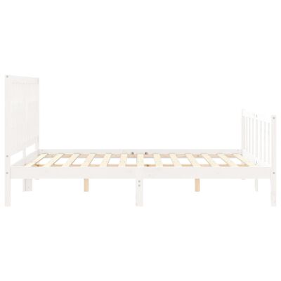 vidaXL Sengeramme med hodegavl hvit 5FT King Size heltre