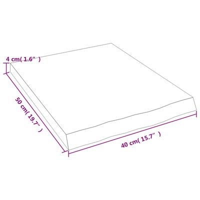 vidaXL Benkeplate til bad mørkebrun 40x50x(2-4) cm behandlet heltre