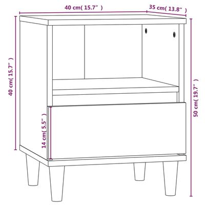 vidaXL Nattbord brun eik 40x35x50 cm