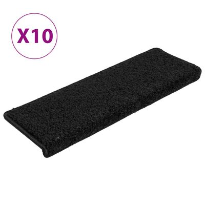 vidaXL Trappematter 10 stk 65x21x4 cm svart