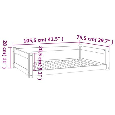 vidaXL Hundeseng 105,5x75,5x28 cm heltre furu