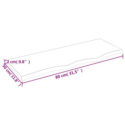 vidaXL Vegghylle 80x30x2 cm ubehandlet heltre eik