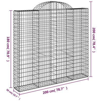 vidaXL Gabionkurver buede 12 stk 200x50x180/200 cm galvanisert jern