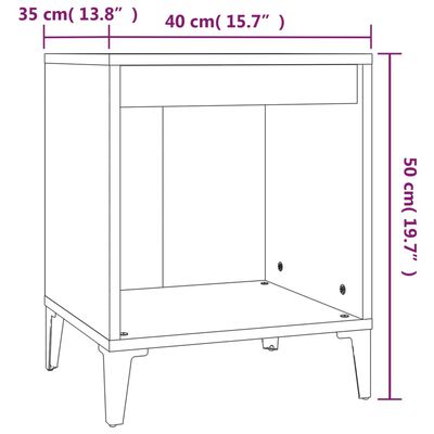 vidaXL Nattbord røkt eik 40x35x50 cm