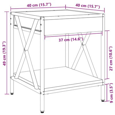 vidaXL Salongbord med Infinity LED svart 40x40x49 cm