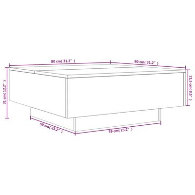 vidaXL Salongbord sonoma eik 80x80x31 cm konstruert tre