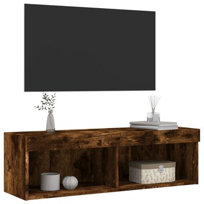 vidaXL TV-benker med LED-lys 2 stk røkt eik 100x30x30 cm