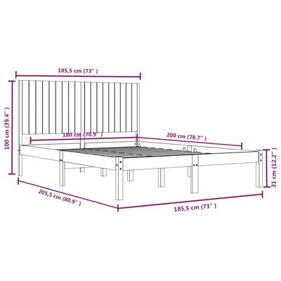 vidaXL Sengeramme heltre 180x200 cm Super King