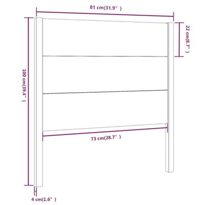 vidaXL Sengegavl svart 81x4x100 cm heltre furu