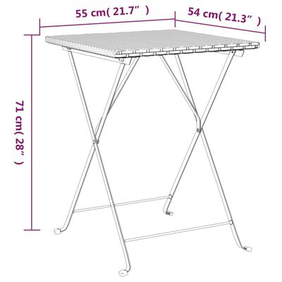 vidaXL Sammenleggbart bistrobord svart 55x54x71 cm polyrotting