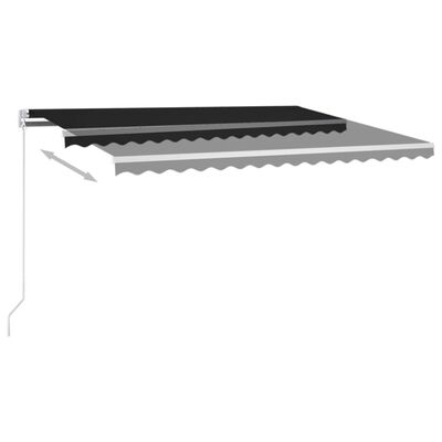 vidaXL Manuell uttrekkbar markise med LED 400x300 cm antrasitt