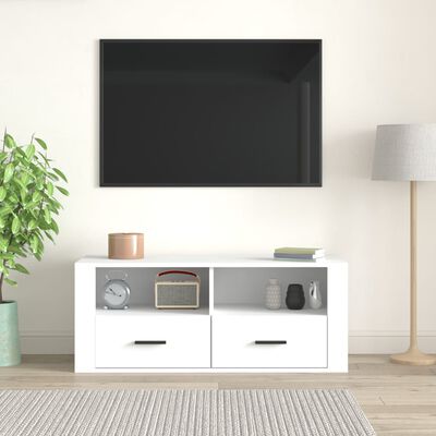 vidaXL TV-benk hvit 100x35x40 cm konstruert tre