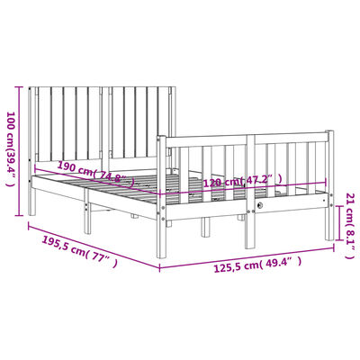 vidaXL Sengeramme med hodegavl small double heltre