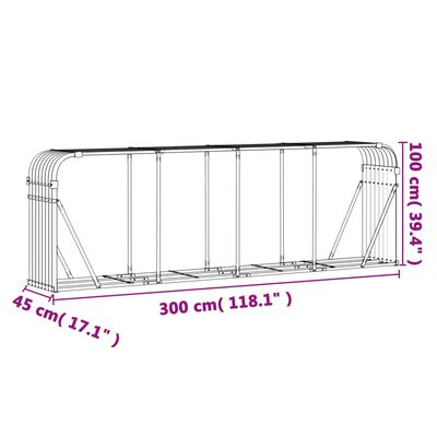 vidaXL Vedholder brun 300x45x100 cm galvanisert stål