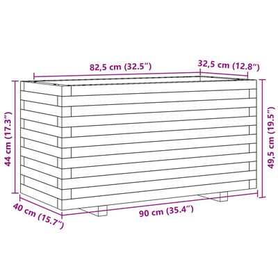 vidaXL Plantekasse 90x40x49,5 cm heltre furu