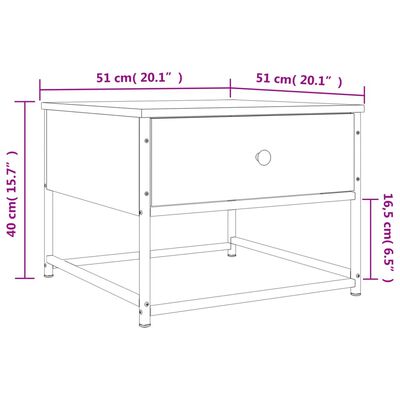 vidaXL Salongbord røkt eik 51x51x40 cm konstruert tre