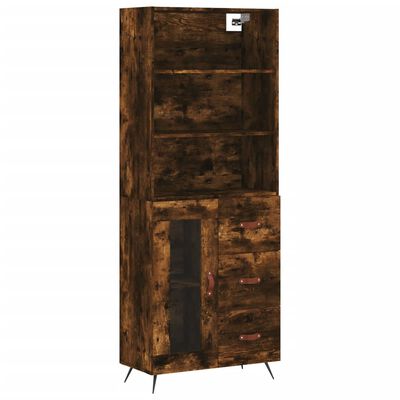 vidaXL Highboard røkt eik 69,5x34x180 cm konstruert tre