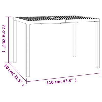 vidaXL Hagebord antrasitt 110x80x72 cm stål