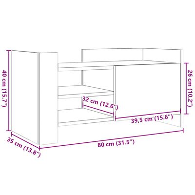 vidaXL TV-benk brun eik 80x35x40 cm konstruert tre