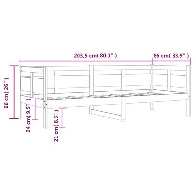 vidaXL Dagseng grå heltre furu 80x200 cm